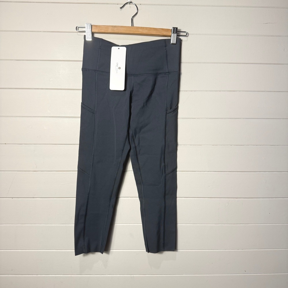 CRZ‎ YOGA R432 NWT Sports Capris XXS Grey High Waisted Pocket Leggings NEW Teen